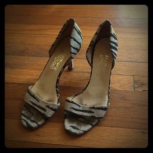 Ferragamo d’orsay sandals, zebra print